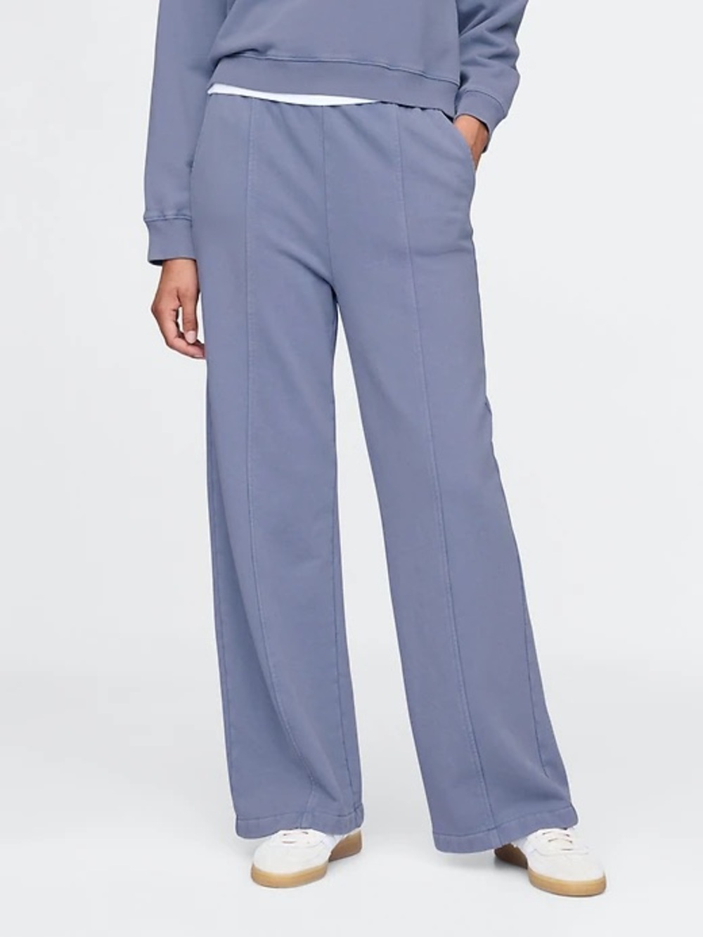 Gap High Rise Wide Leg Pintuck Sweatpants Blue XXS